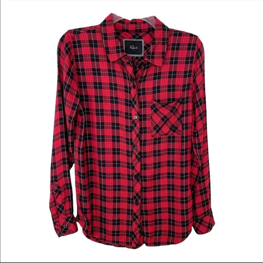 Rails Red Black Revolve Hunter Plaid Shirt size M